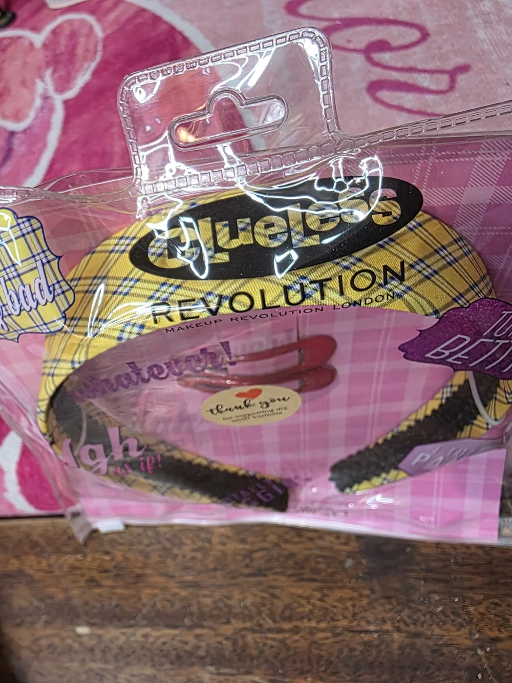 Revolution Kids Yellow Plaid Braided Headband with Red Snap Clips